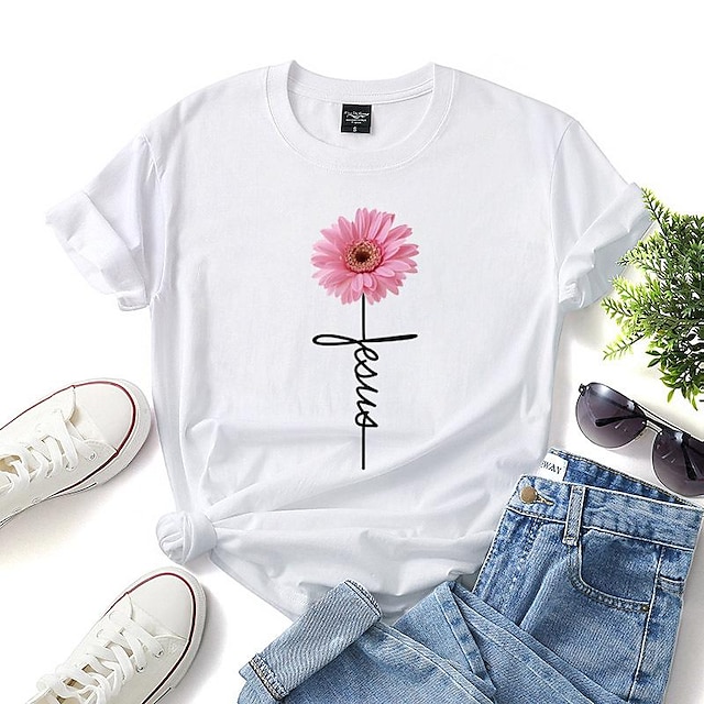 Womens Clothing Plus Size Collection | Womens Plus Size Tops T shirt Floral Print Short Sleeve Round Neck Basic Daily Vacation C