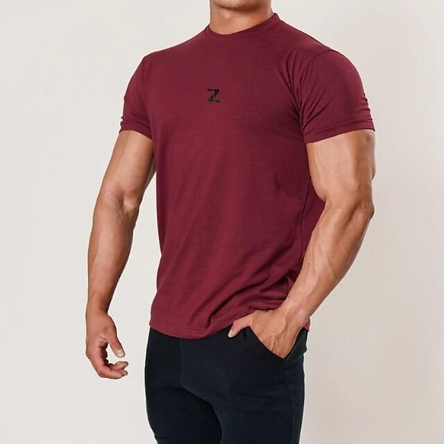 Sports & Outdoors Running, Jogging & Walking | korean version fitness short-sleeved mens tight elastic sports t-shirt summer equ