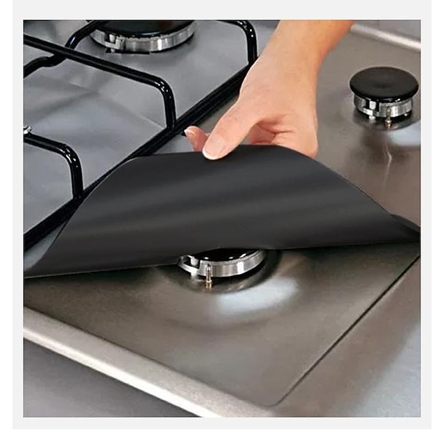  καλύμματα καυστήρα εστιών, προστατευτικά εστιών αερίου μαύρου πάχους, επαναχρησιμοποιήσιμα, αντικολλητικά, γρήγορα καθαρά επένδυση για κουζίνα/μαγειρική