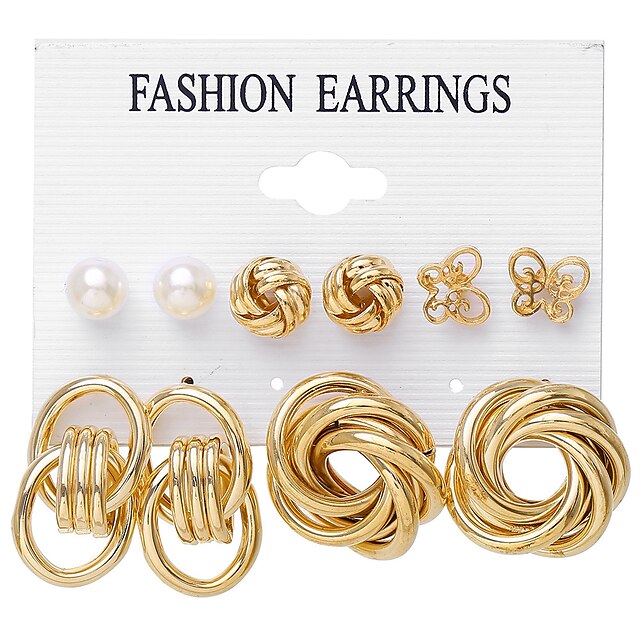 Shoes & Bags Fashion Accessories | 6 Pairs Earrings Dangle Earrings For Womens Pearl Street Gift Beach Alloy Geometrical Animal 