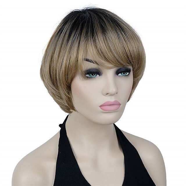 Beauty & Hair Wigs & Hair Pieces | Straight Short Bob Hair Ombre Hair Cute Central Heat Resistant Synthetic Wigs - AI24575