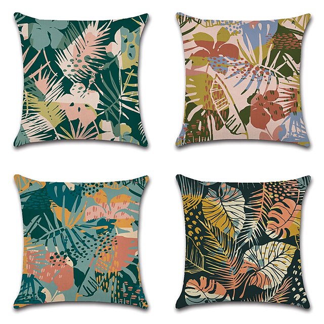 Home & Garden Home Decor | Tropical Double Side Cushion Cover 4PC Soft Decorative Square Throw Pillow Cover Cushion Case Pillowc