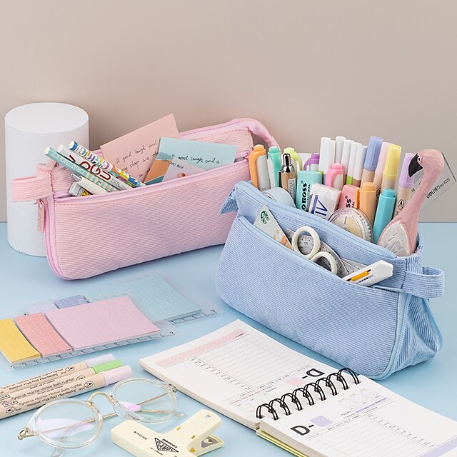 Consumer Electronics Stationery | Pencil Cases Wear-Resistant Multifunction With Zipper Canvas for School Office Student - OZ638