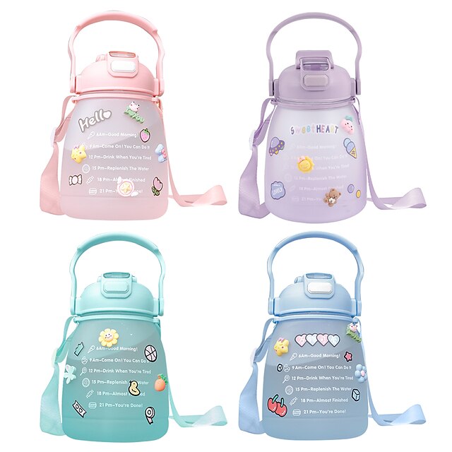bottiglia d'acqua per ragazze carine con adesivi tazza di paglia grande  pancia 1300 ml bottiglie d'acqua sportive di grande capacità bollitore per  bambini con cinturino del 9087663 2022 a €23.83