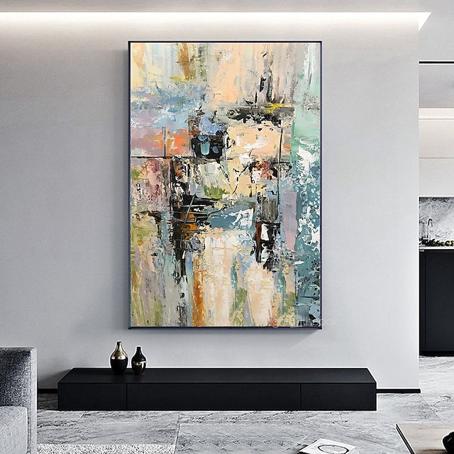 Home & Garden Wall Art | Oil Painting Hand Painted Horizontal Panoramic Abstract Landscape Modern Rolled Canvas (No Frame) - AD9