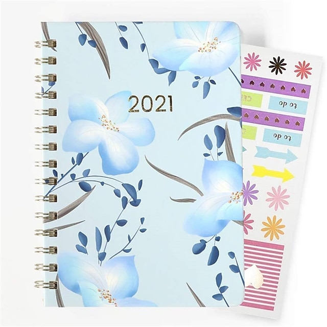 

2022 Spiral Twin-Wire Binding Daily Weekly Monthly A5 5.8×8.3 Inch Classic Paper Hardcover Agenda Double Coil Design Planner 100 Pages for School Office Student
