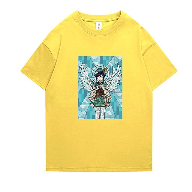 Toys & Hobbies Cosplay & Costumes | Inspired by Genshin Impact Venti T-shirt Cartoon 100% Polyester Anime Harajuku Graphic Kawai