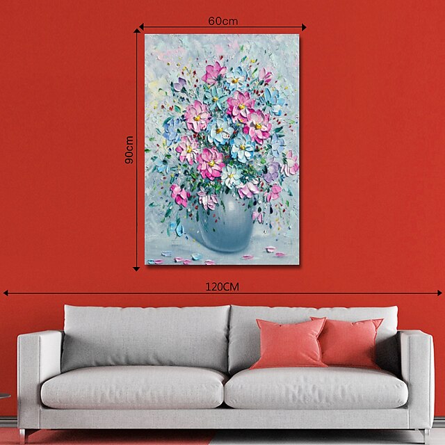 Home & Garden Wall Art | Oil Painting Hand Painted Vertical Abstract Floral / Botanical Modern Stretched Canvas - KC50716