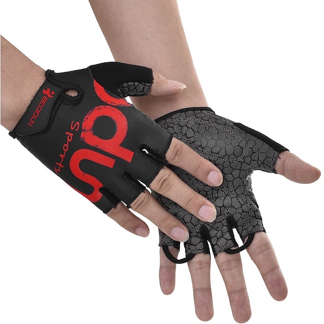  BOODUN Bike Gloves Cycling Gloves Fingerless Gloves Breathable Quick Dry Wearable Skidproof Sports Gloves Lycra Black Red for Adults' Outdoor Exercise Cycling / Bike