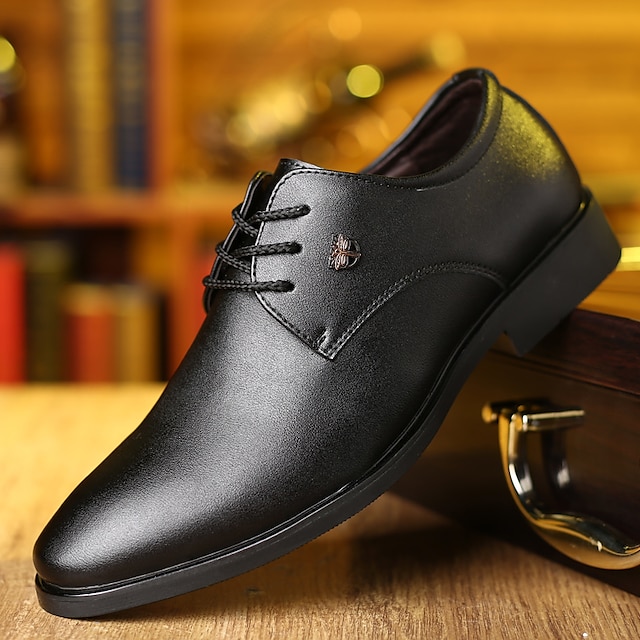 Shoes & Bags Mens Shoes | Mens Oxfords Classic British Daily Office & Career PU Booties / Ankle Boots Black Fall Spring - SZ0987