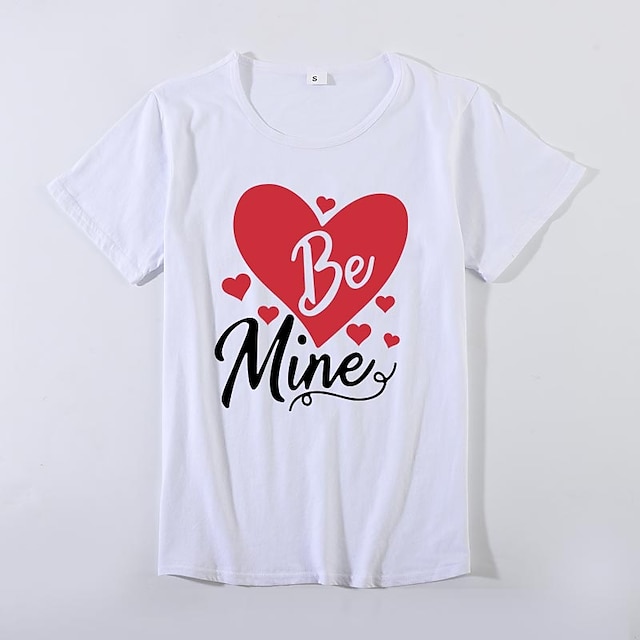 Baby & Kids Matching Outfits | Mommy and Me Valentines T shirt Tops Heart Letter Daily Print White Gray Pink Short Sleeve Basic 