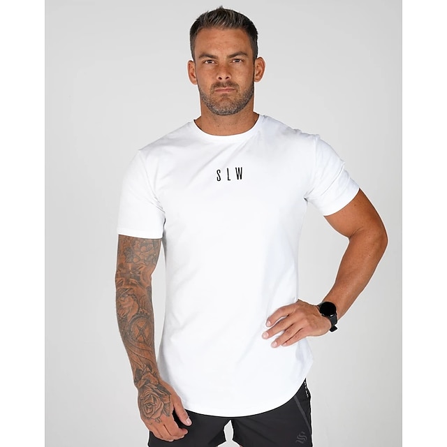 Sports & Outdoors Running, Jogging & Walking | Mens Running Shirt Tee Tshirt Top Athletic Athleisure Summer Spandex Breathable Q