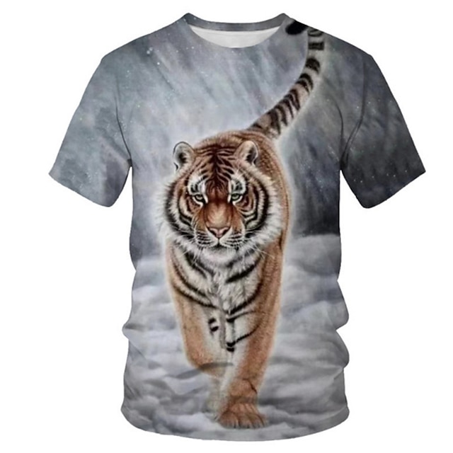 Boys 3D Animal Tiger T shirt Short Sleeve 3D Print Summer Spring Active ...