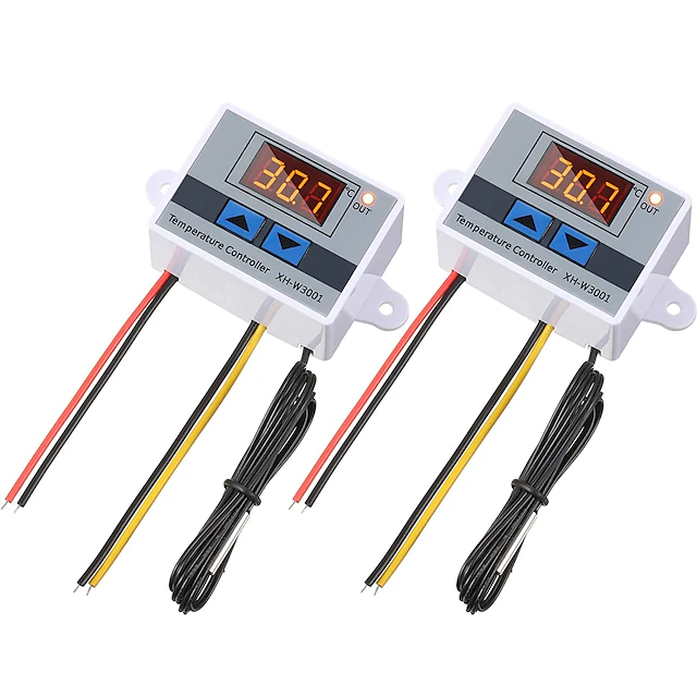 XH-W3001 Digital LED Temperature Controller Module Digital Thermostat Switch with Waterproof Probe Programmable Heating Cooling Electronic Thermostat Range from -50? to 110? (12V 10A 120W) 10