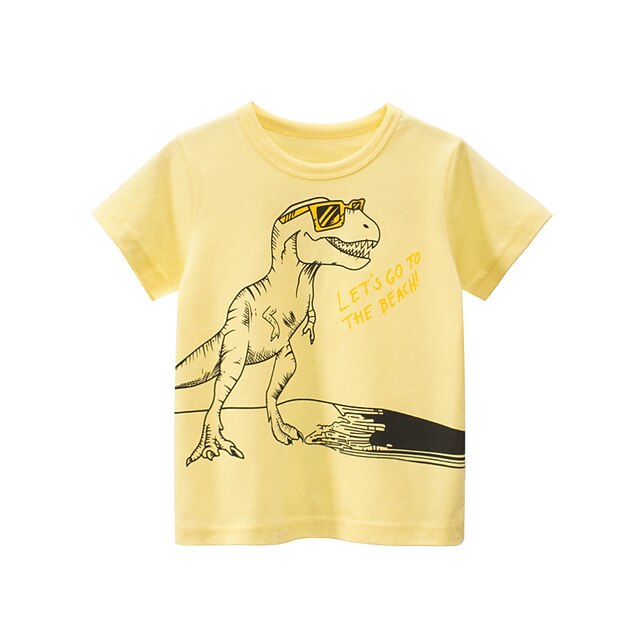 Baby & Kids Boys Clothing | Kids Boys T shirt Short Sleeve 3D Print Dinosaur Yellow Children Tops Spring Summer Active Daily Tra