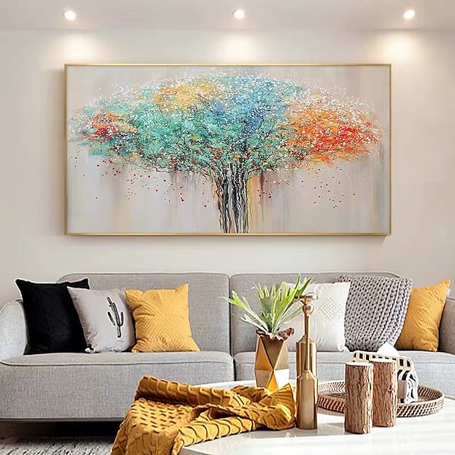 Home & Garden Wall Art | Oil Painting Hand Painted Vertical Abstract Landscape Contemporary Modern Rolled Canvas (No Frame) - QD