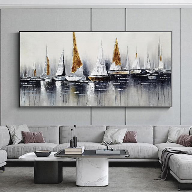  peinture à l'huile 100% fait main peint à la main art mural sur toile abstrait horizontal abstrait océan voilier paysage moderne décoration de la maison décor toile roulée pas de cadre non tendu
