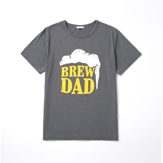 Baby & Kids Matching Outfits | Dad and Son T shirt Letter Daily Print Gray Short Sleeve Active Matching Outfits - VF32953