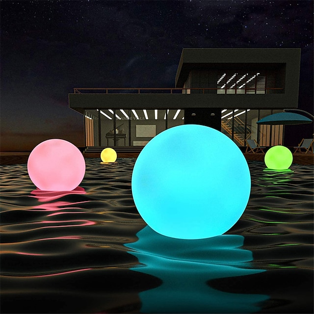  2 stk solenergi flytende bassenglys utendørs solenergi hagelys oppblåsbar flytende ball lys vanntett farge skiftende led nattlampe