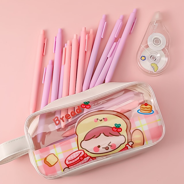 Consumer Electronics Stationery | Pencil Case Pen Pouch Marker Bag Waterproof Cartoon Transparent PVC for School Student Kids - 