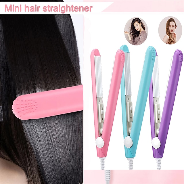  Mini plancha de pelo profesional, plancha de cerámica rosa, pelo electrónico portátil, herramientas para alisar el cabello