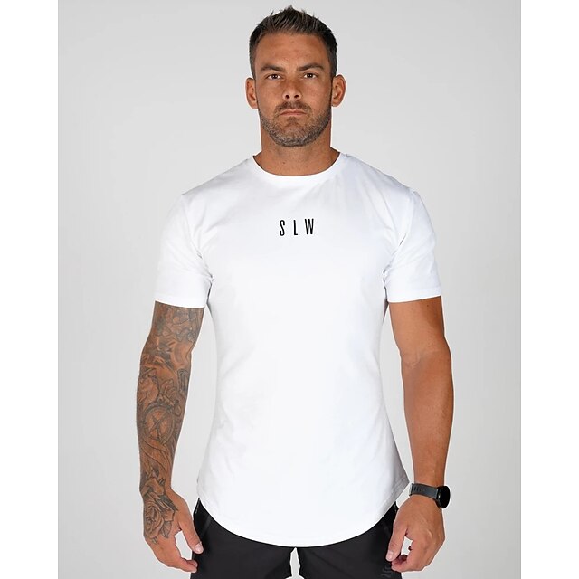 Sports & Outdoors Running, Jogging & Walking | Mens Running Shirt Tee Tshirt Top Athletic Athleisure Summer Spandex Breathable Q