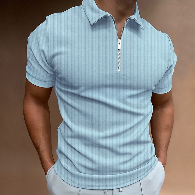 Men's Polo Shirt Golf Shirt Casual Going out Quarter Zip Short Sleeve ...