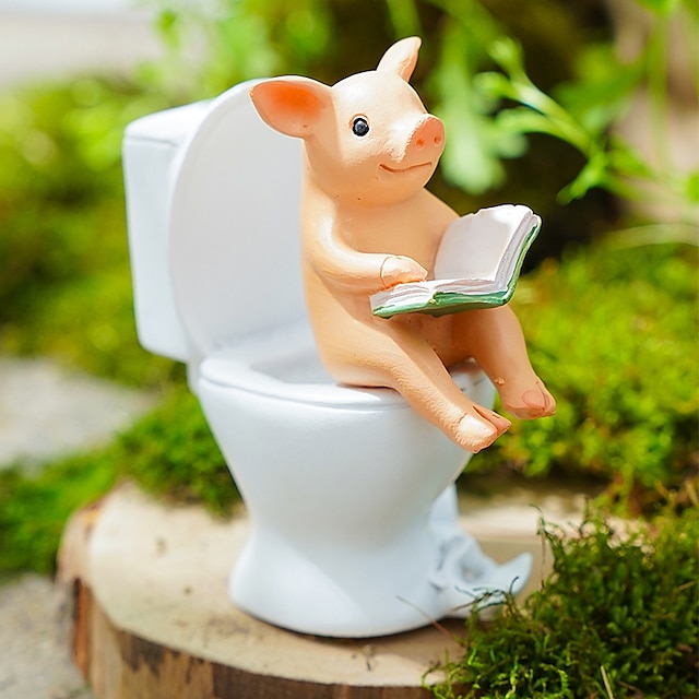 Home & Garden Home Decor | Small Animal Toilet Series Ornaments Decorative Objects Resin Modern Contemporary for Home Decoration