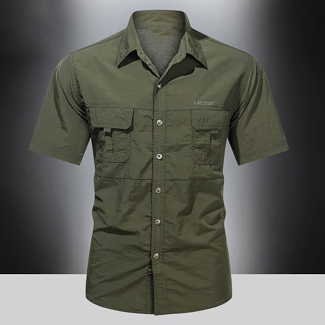 Men's Shirt Summer Shirt Button Up Shirt Work Shirt Cargo Shirt Army ...