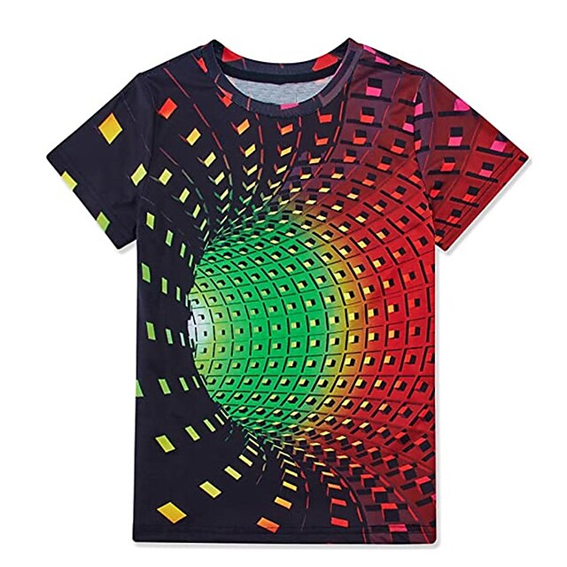 Baby & Kids Boys Clothing | Kids Boys T shirt Short Sleeve 3D Print Optical Illusion Red Children Tops Spring Summer Active Fash