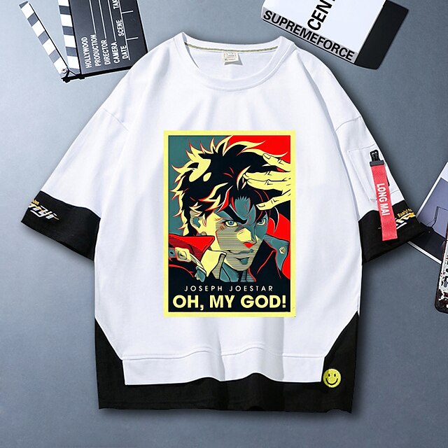 Toys & Hobbies Cosplay & Costumes | Inspired by JoJos Bizarre Adventure Jotaro Kujo T-shirt Cartoon 100% Polyester Anime Fake tw