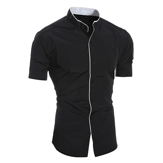 Mens Clothing Mens Shirts | Mens Shirt Solid Colored Turndown Casual Short Sleeve Tops Casual White Black Gray - DO91465