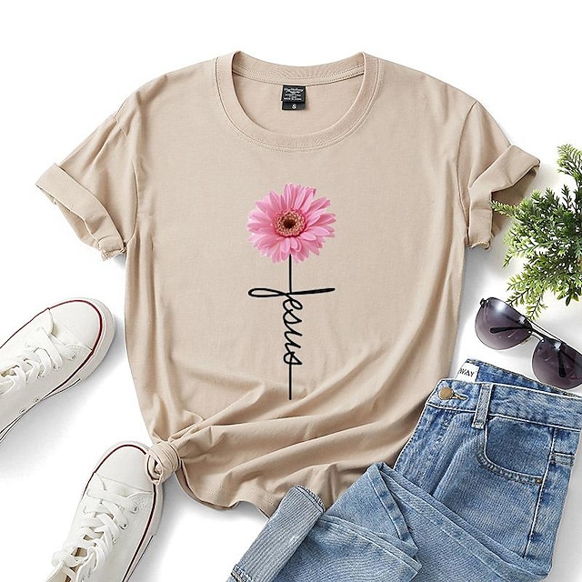 Womens Clothing Plus Size Collection | Womens Plus Size Tops T shirt Floral Print Short Sleeve Round Neck Basic Daily Vacation C