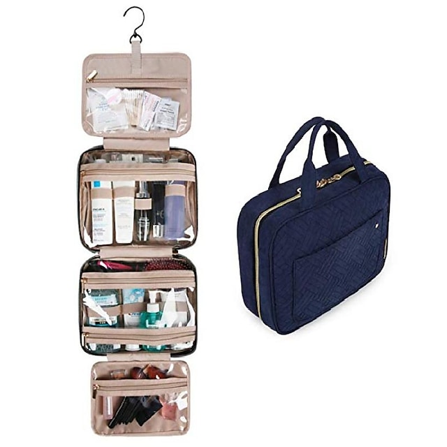  Toiletry Bag Travel Bag with Hanging Hook, Water-resistant Makeup Cosmetic Bag Travel Organizer for Accessories, Shampoo, Full Sized Container, Toiletries