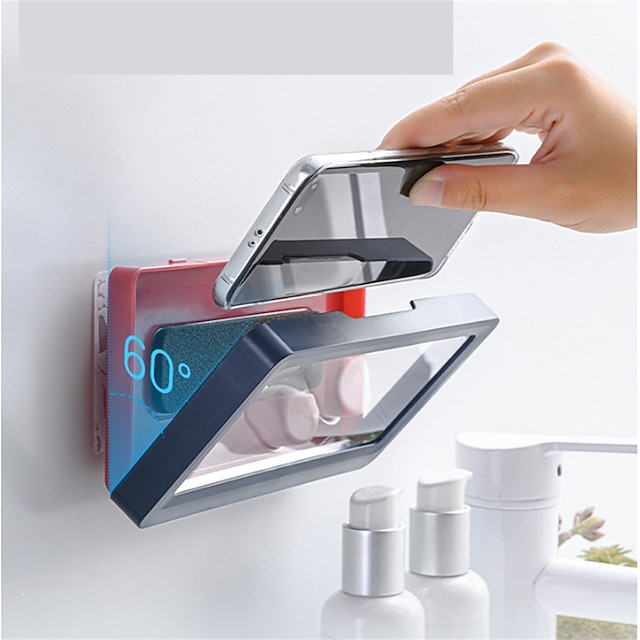  Bathroom Waterproof Phone Holder Storage Case Box Home Wall Mounted All Covered Mobile Phone Shelves Self-Adhesive Shower Accessories