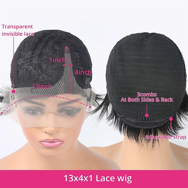 Beauty & Hair Wigs & Hair Pieces | 13*4*1 Pixie Short Cut Bob Lace Front Human Hair Wigs With Baby Hair 150% Density Brazilian N