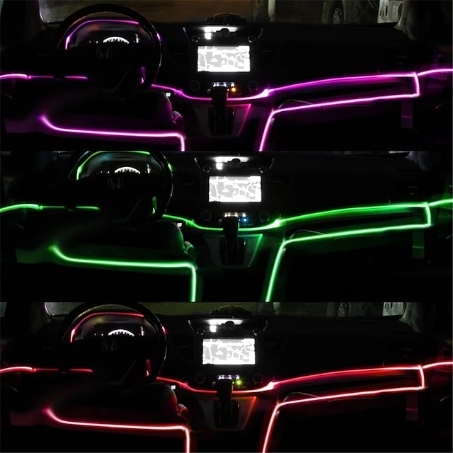  13.1ft mașină el fire neon interior led bandă lumină decorativă atmosferă ambientală lampă 64 culori control sunet usb sincronizare muzică