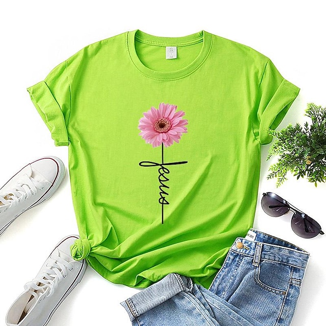 Womens Clothing Plus Size Collection | Womens Plus Size Tops T shirt Floral Print Short Sleeve Round Neck Basic Daily Vacation C