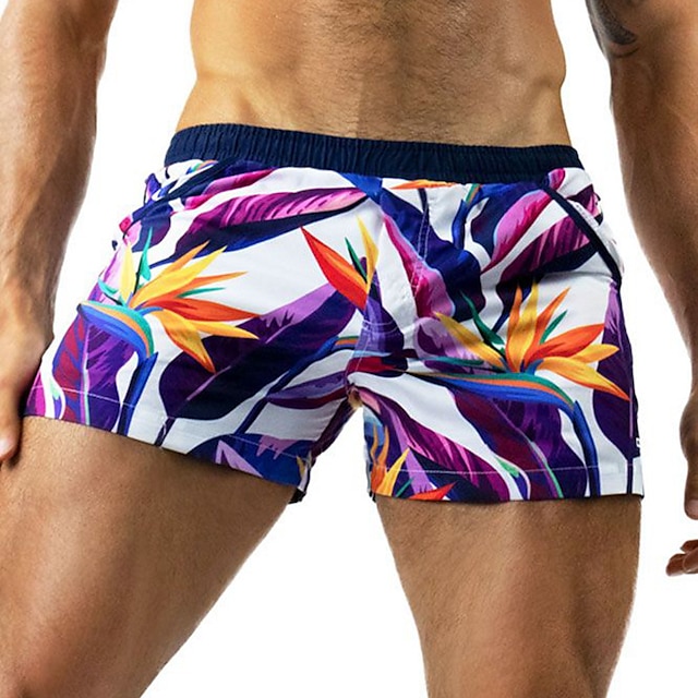  Men's Swim Trunks Swim Shorts Quick Dry Lightweight Board Shorts Bathing Suit with Pockets Drawstring Swimming Surfing Beach Water Sports Floral Solid Colored Printed Summer