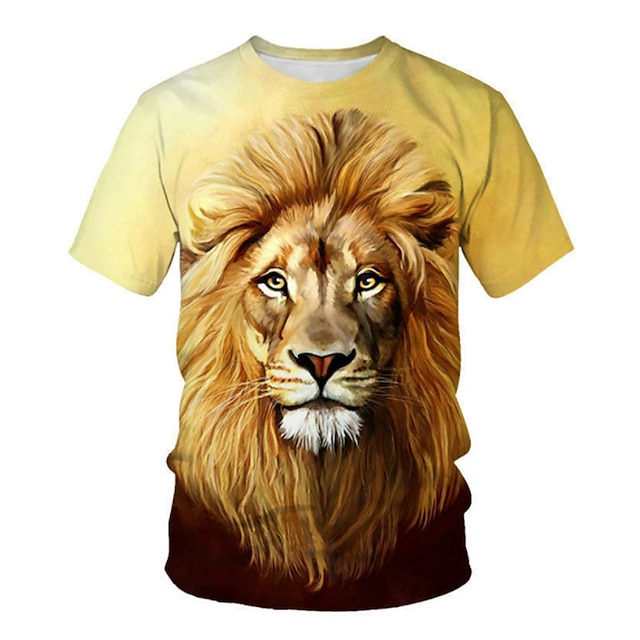  Boys 3D Animal Lion T shirt Short Sleeve 3D Print Summer Spring Active Sports Fashion Polyester Kids 3-12 Years Outdoor Daily Regular Fit