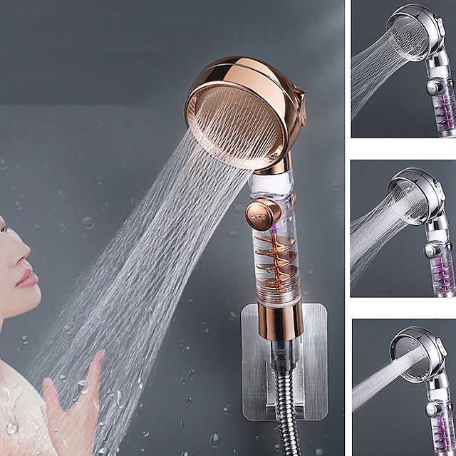  シャワーヘッド高圧3機能スパシャワーヘッドスイッチオン/オフボタンフィルターバスヘッド節水シャワーバスルーム