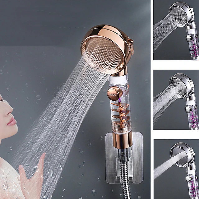 Shower Head High Pressure 3-Function SPA Shower Head With Switch On/Off Button Filter Bath Head Water Saving Shower Bathroom 8
