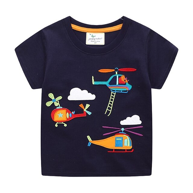 Baby & Kids Boys Clothing | Kids Boys T shirt Short Sleeve Cartoon Royal Blue Children Tops Summer Active Daily Daily Regular Fi