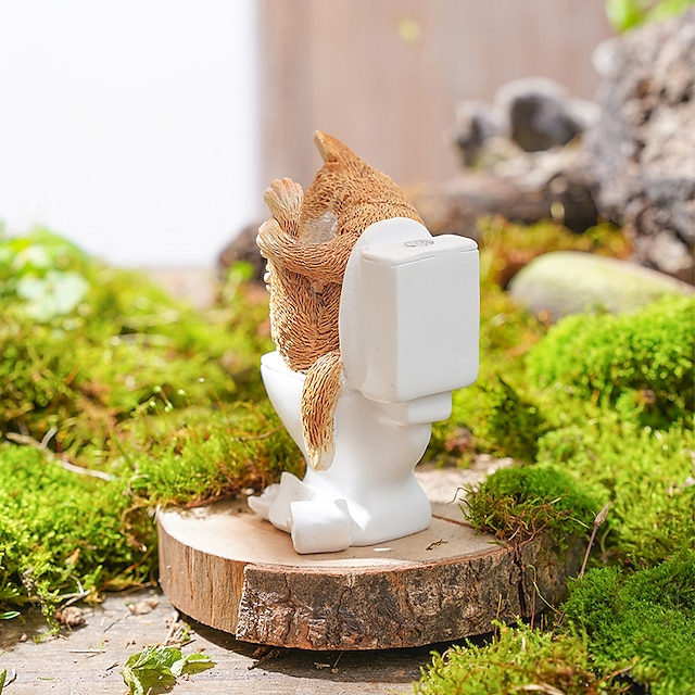 Home & Garden Home Decor | Small Animal Toilet Series Ornaments Decorative Objects Resin Modern Contemporary for Home Decoration