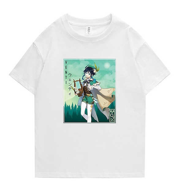 Toys & Hobbies Cosplay & Costumes | Inspired by Genshin Impact Venti T-shirt Cartoon 100% Polyester Anime Harajuku Graphic Kawai