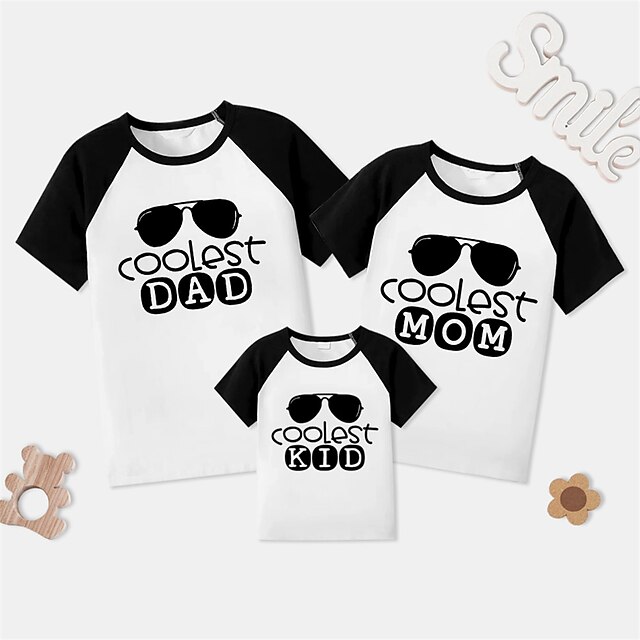 Baby & Kids Matching Outfits | Family Look T shirt Tops Letter Causal Print White Short Sleeve Adorable Matching Outfits - TY927