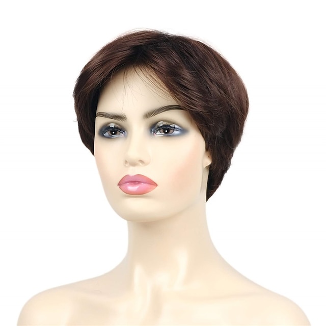 Beauty & Hair Wigs & Hair Pieces | Short Layered Wigs Pixie Cut Hair 6 Inches Natural Straight Synthetic Hair Full Wig for Daily