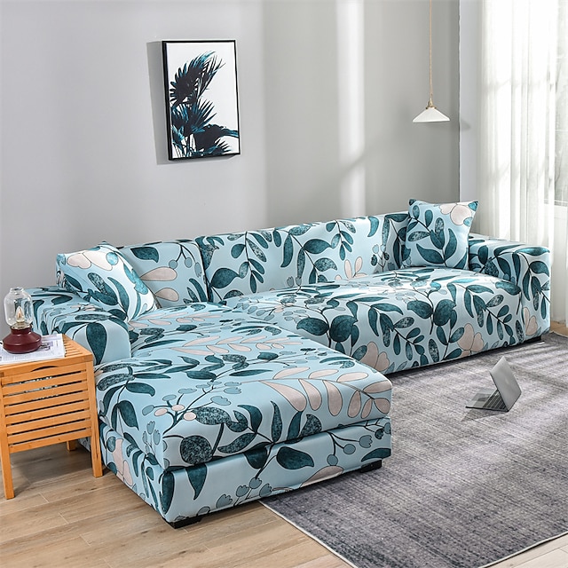  Stretch Sofa Cover Slipcover with Seat Cover Elastic Sectional Couch Armchair Loveseat 4 Or 3 Seater L Shape Soft Durable Washable