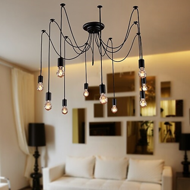  10 luces 120 cm led lámpara colgante araña cluster metal acabados pintados vintage 110-120v 220-240v