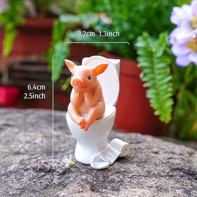 Home & Garden Home Decor | Small Animal Toilet Series Ornaments Decorative Objects Resin Modern Contemporary for Home Decoration